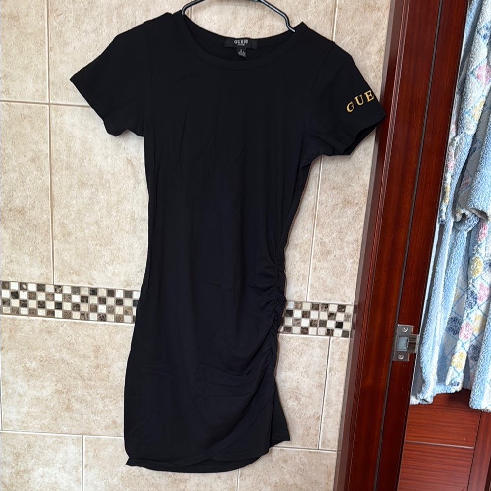 Guess Black Sheath Mini Dress Short Sleeve Crew Neck